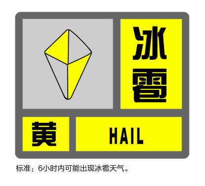 上海发布冰雹黄色预警信号，目前“一橙两黄两蓝”五预警高挂