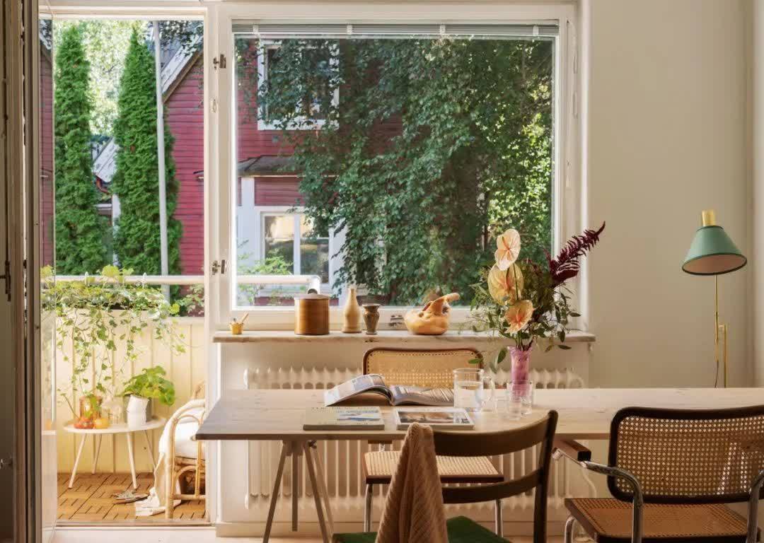 58平北欧公寓，绿色亚麻色营造自然氛围，更好的还原心中家的样子