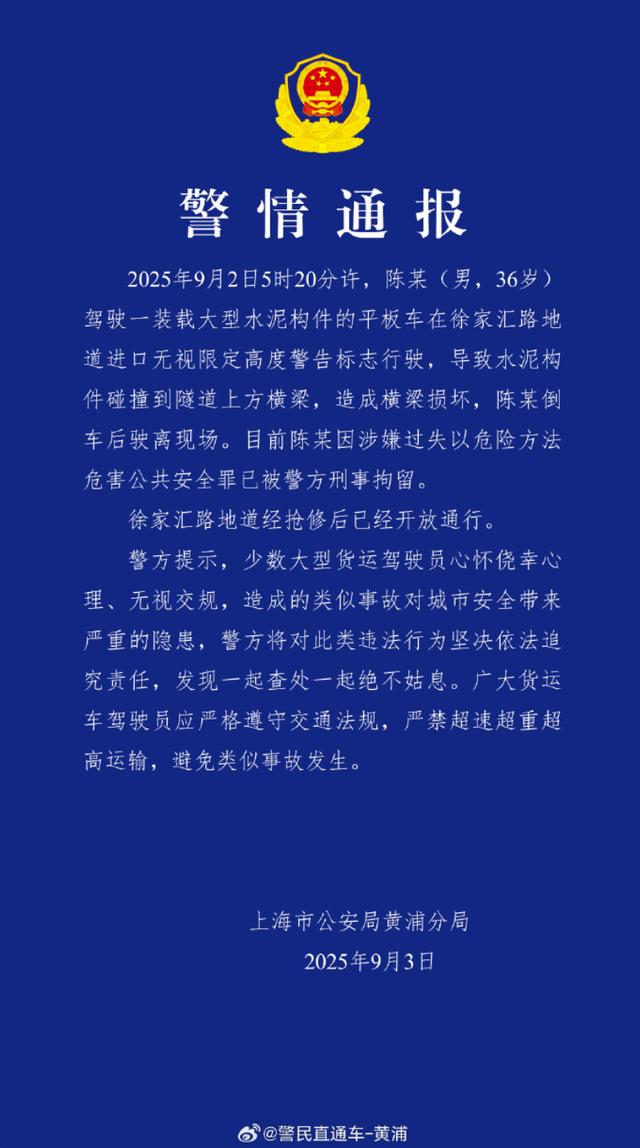 上海公布最新交通管制措施！陈某（男，36岁）在市中心危险驾驶，已被刑拘，警方披露详情